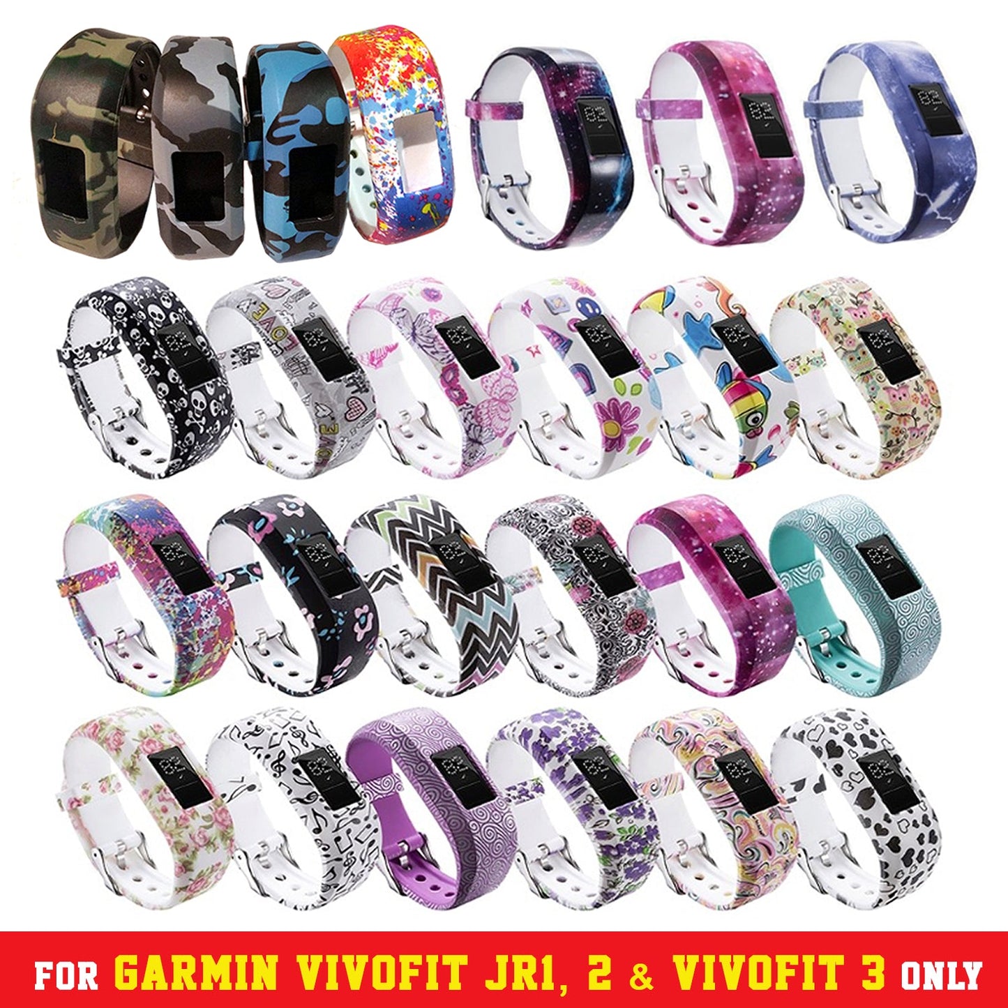 Garmin Vivofit Junior Replacement Band JR 1/2/Vivofit 3 Camo Printed Straps