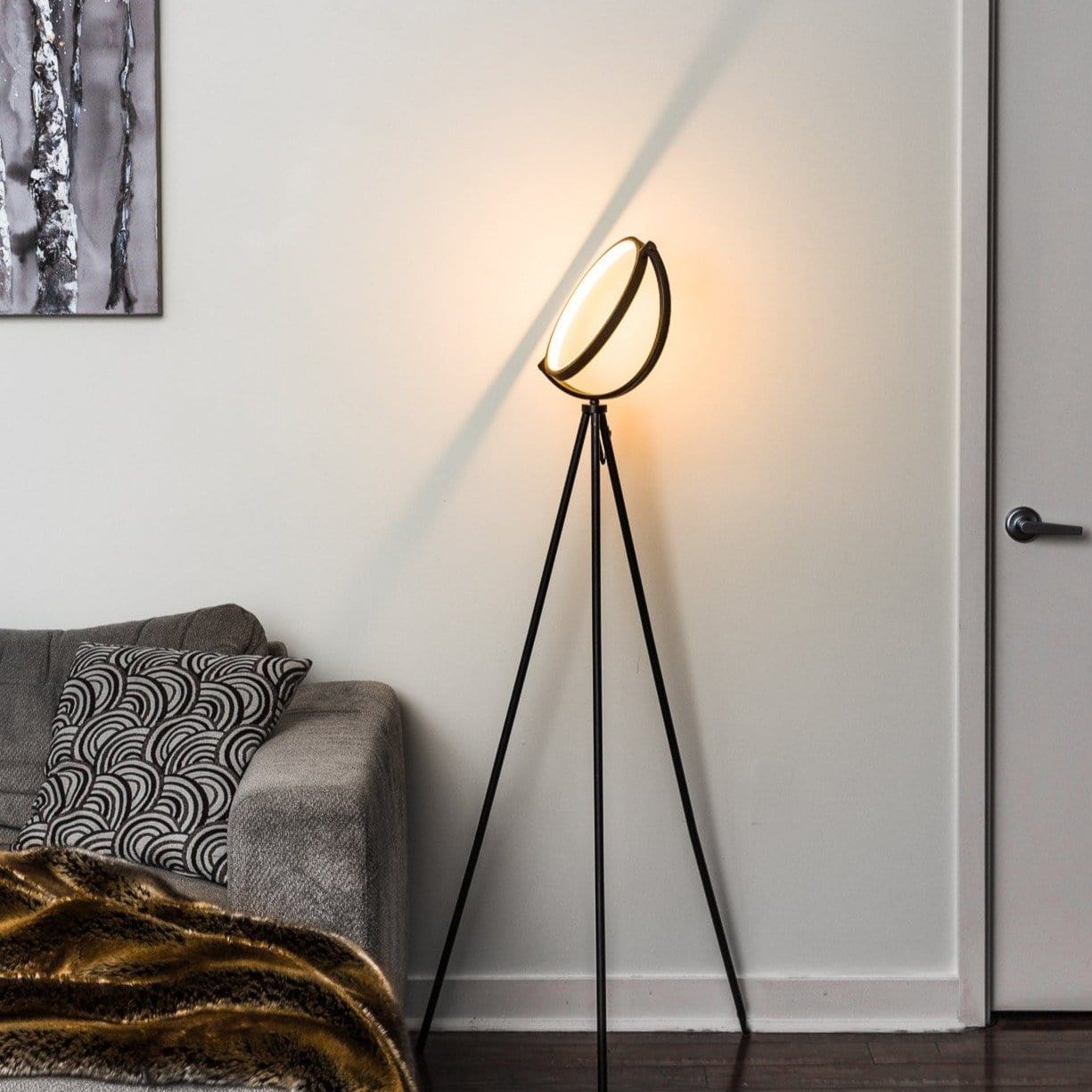 Halo Floor Lamp Modern LED Tripod Floor Light Home Hotel Office Decoration - RoseStraya.com
