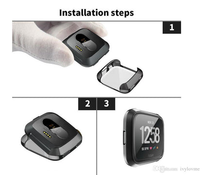 Fitbit Versa Lite Protective Cases Thin Soft TPU Full Coverage Screen Cover Protector