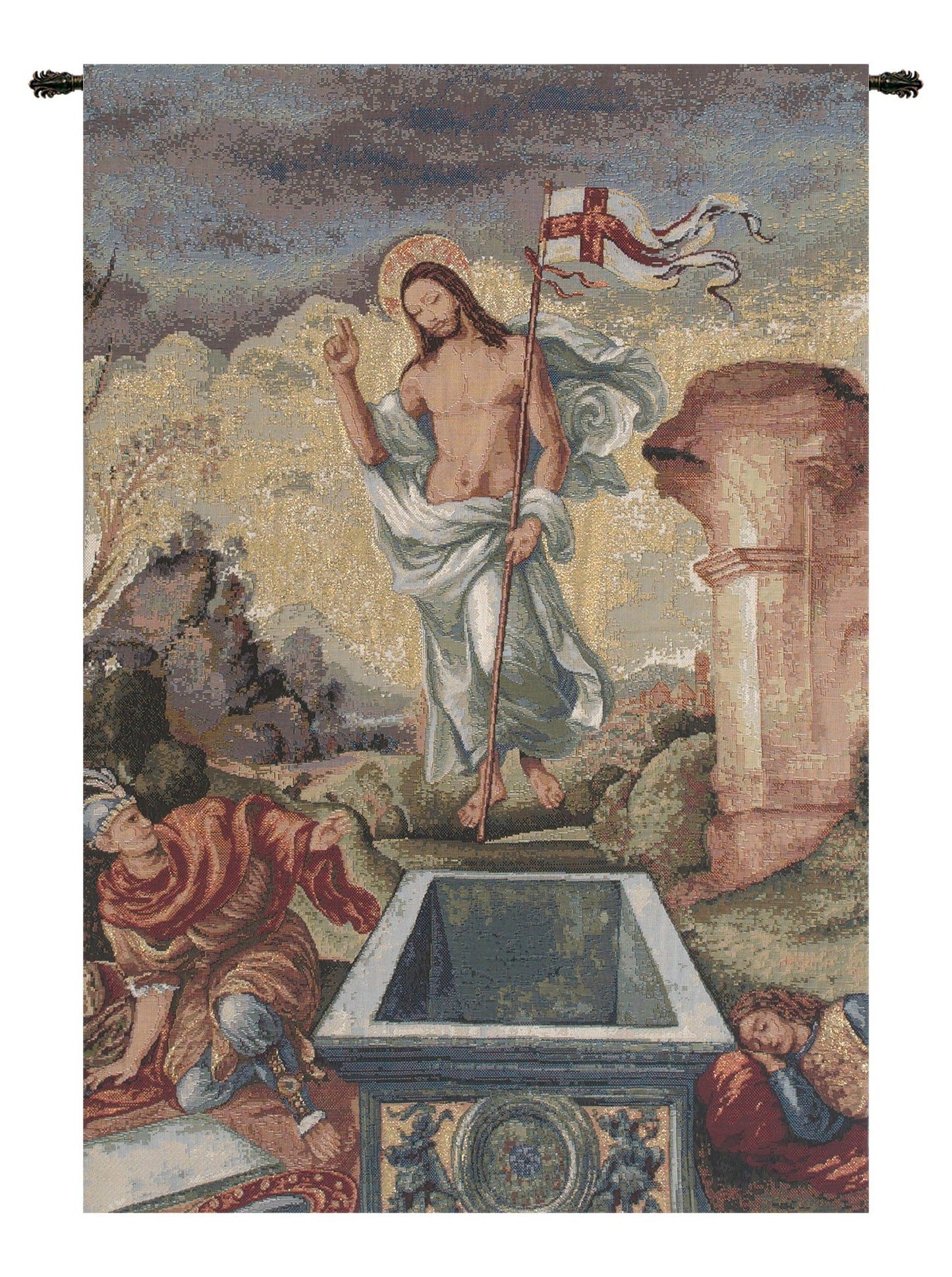 Jesus Resurrected European Tapestry Wall Art Decor Alberto Passini Lining & Tunnel - RoseStraya.com