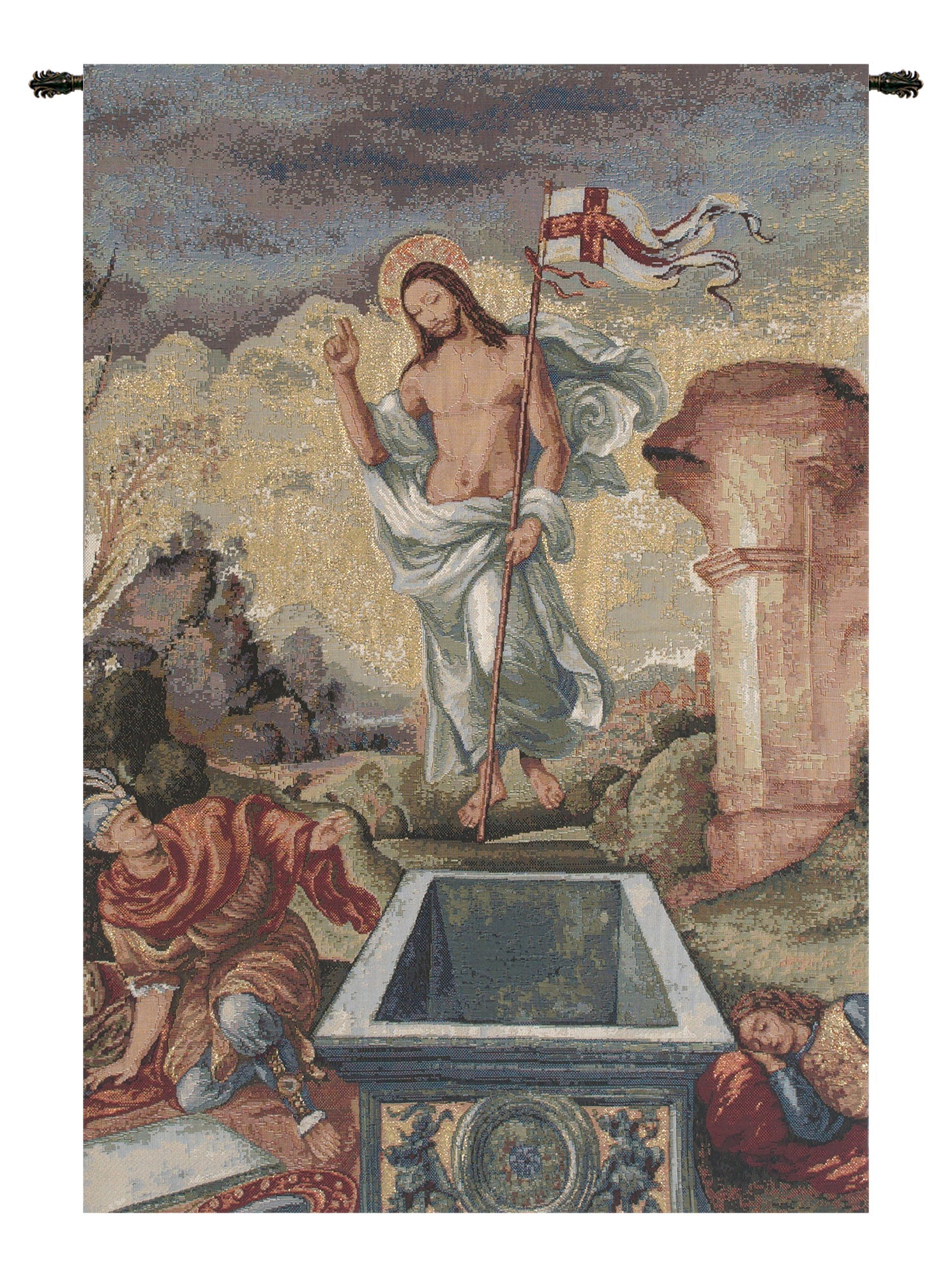 Jesus Resurrected European Tapestry Wall Art Decor Alberto Passini Lining & Tunnel - RoseStraya.com
