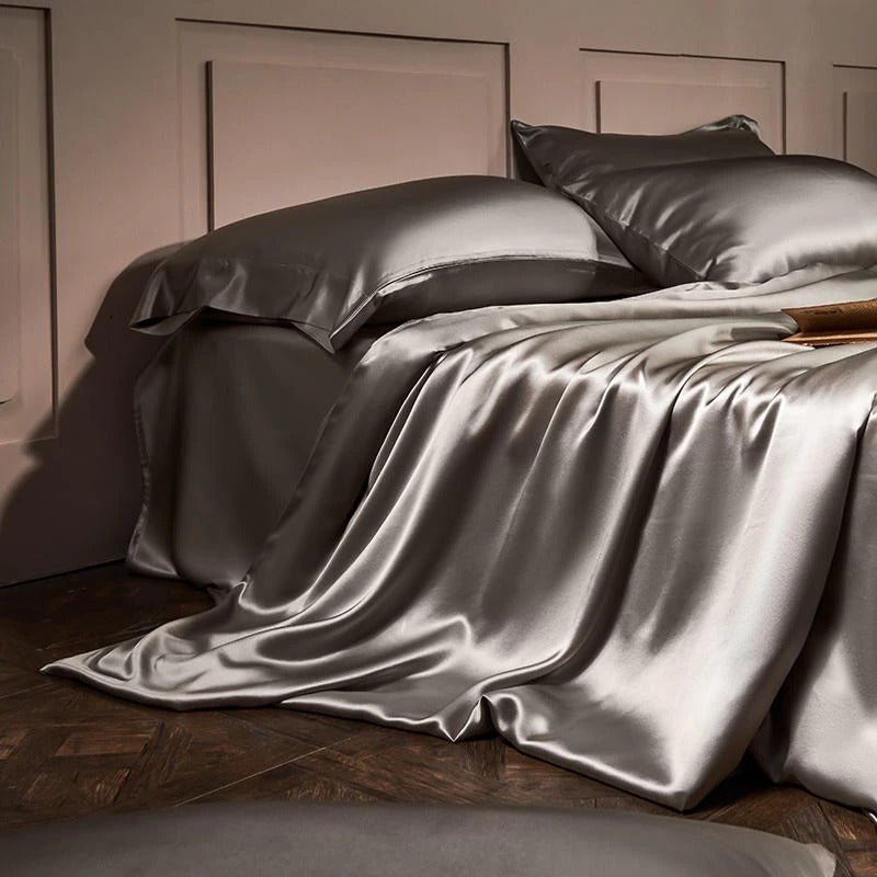 Jewel Grey Luxury Pure Mulberry Silk Bedding Set - RoseStraya.com