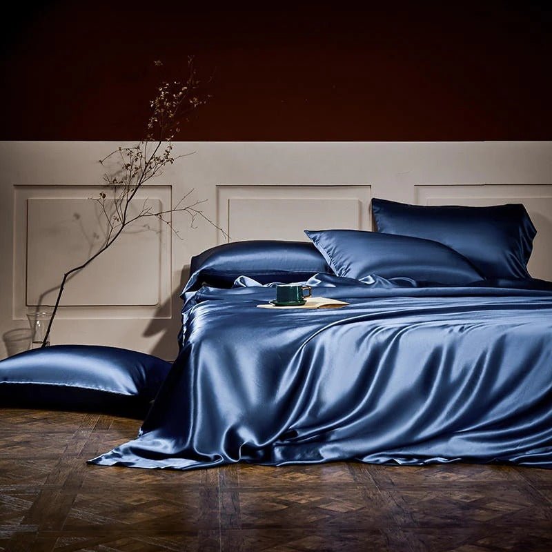 Jewel Prussian Blue Luxury Pure Mulberry Silk Bedding Set - RoseStraya.com