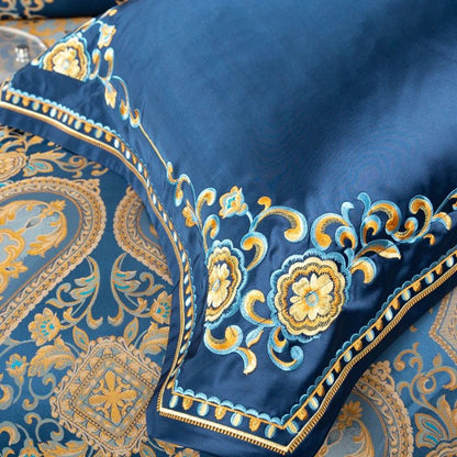 Katriel Embroidery Satin Jacquard Egyptian Cotton Duvet Cover Set - RoseStraya.com