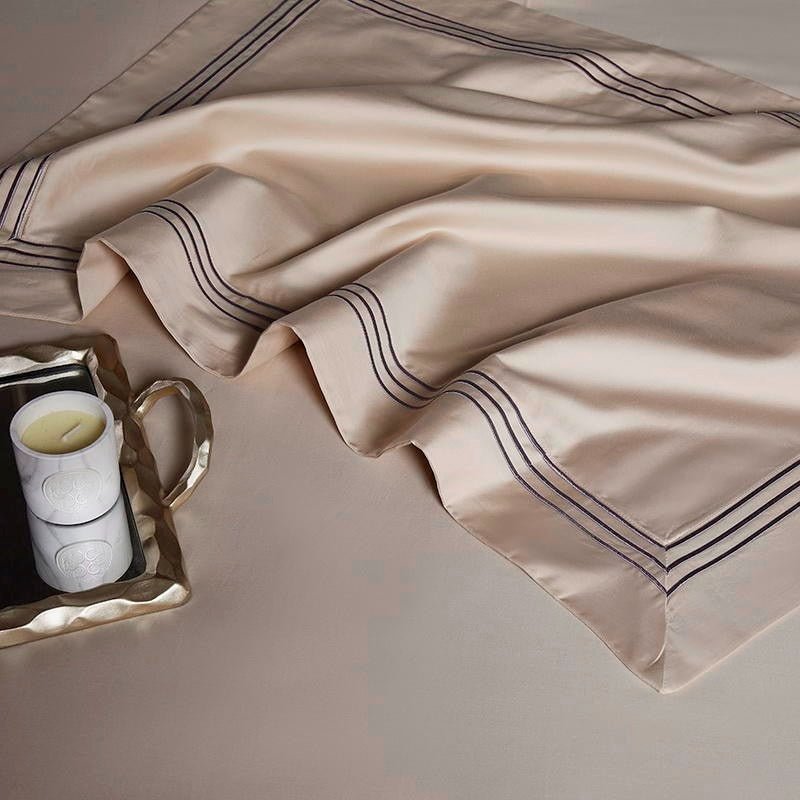 Leilah Kilim Beige Embroidered Edge Egyptian Cotton Duvet Cover Set - RoseStraya.com