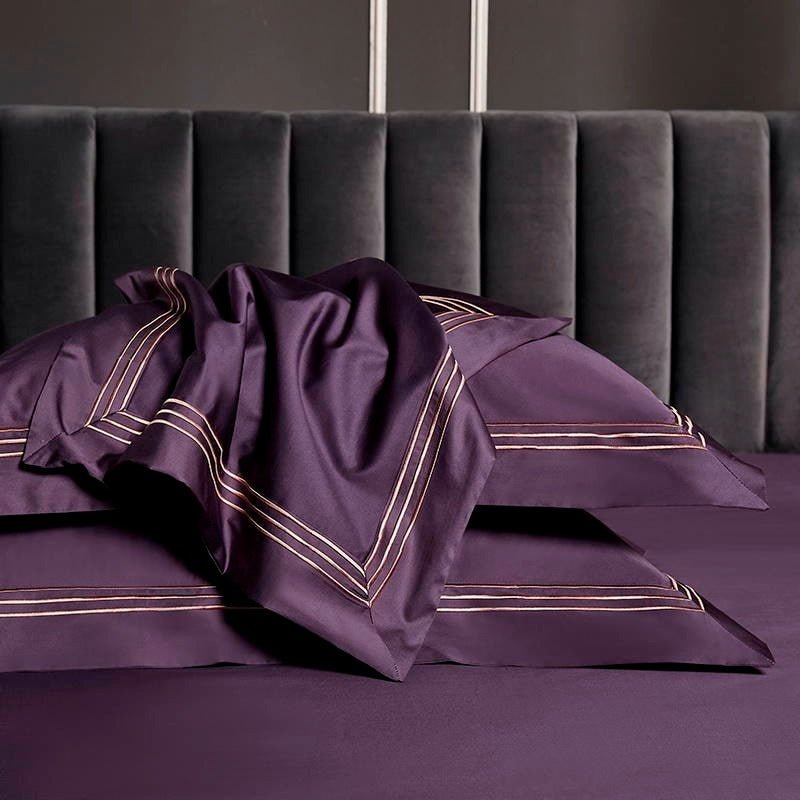 Leilah Purple Embroidered Edge Egyptian Cotton Duvet Cover Set - RoseStraya.com