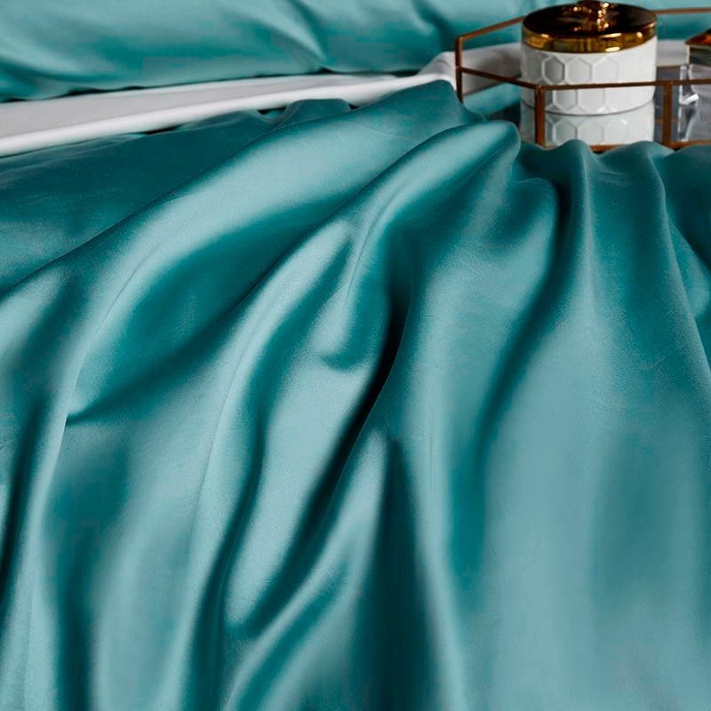 Leilah Turquoise Embroidered Edge Egyptian Cotton Duvet Cover Set - RoseStraya.com