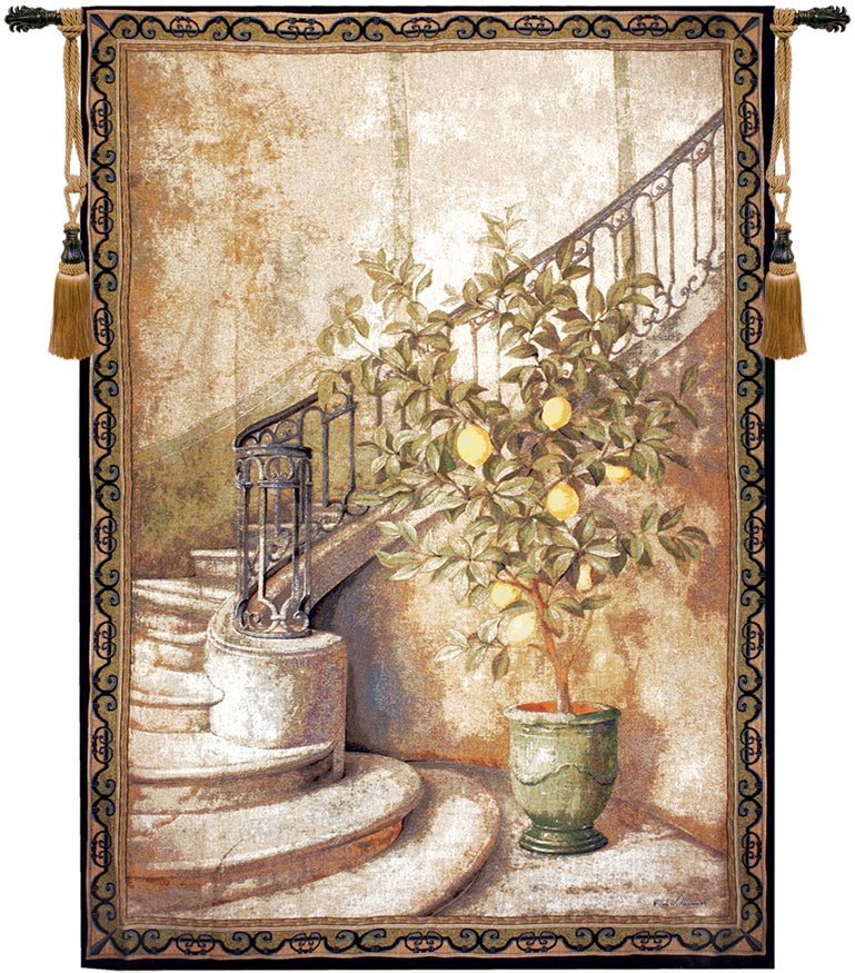 Lemon Stairwell Fine Art Tapestry - RoseStraya.com