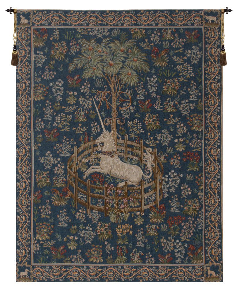 Licorne Captive Blue French Tapestry - RoseStraya.com