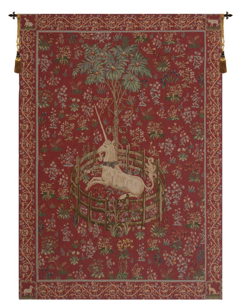 Licorne Captive Rouge French Tapestry - RoseStraya.com