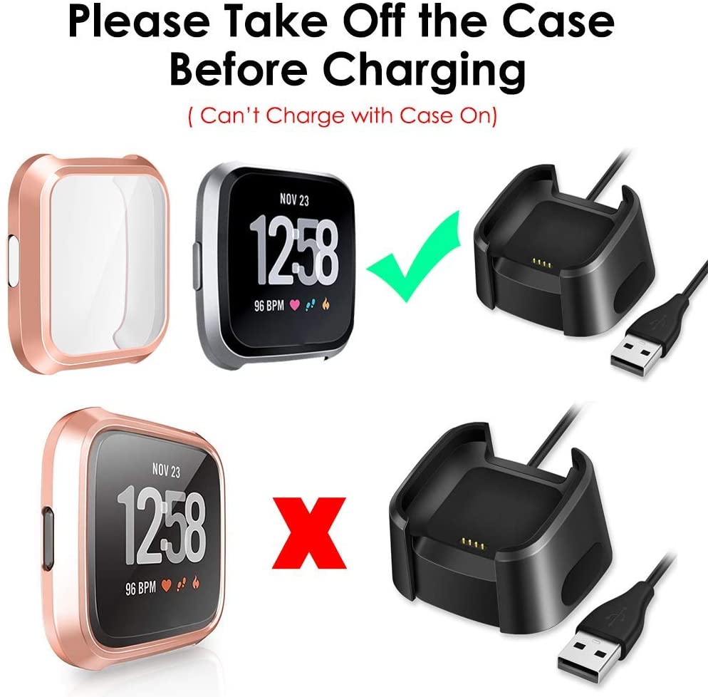 Fitbit Versa Lite Protective Cases Thin Soft TPU Full Coverage Screen Cover Protector