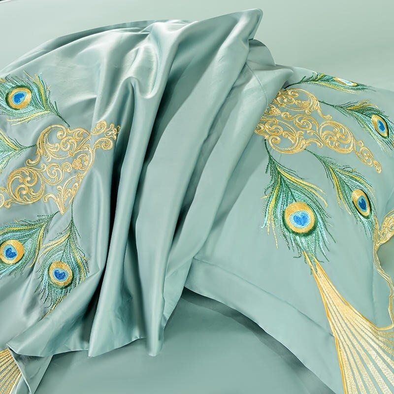 Pavone Luxury Embroidery Egyptian Cotton Duvet Cover Set - RoseStraya.com