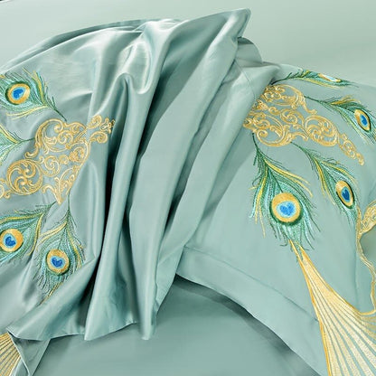 Pavone Luxury Embroidery Egyptian Cotton Duvet Cover Set - RoseStraya.com