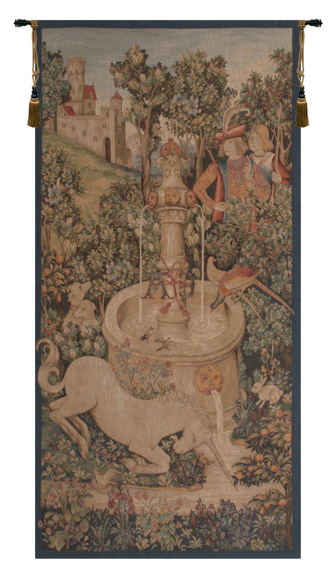 Portiere Licorne Fontaine French Tapestry - RoseStraya.com