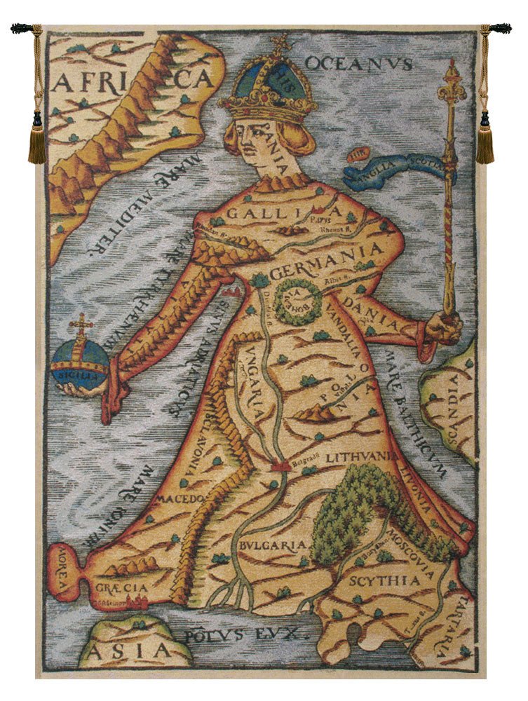 Ptolemaeus Map Belgian Tapestry Wall Art - RoseStraya.com