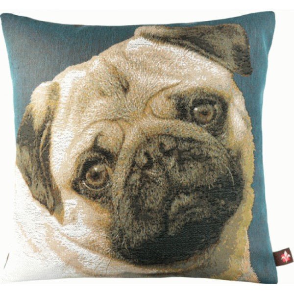 Pugs Face Blue II French Cushion - RoseStraya.com