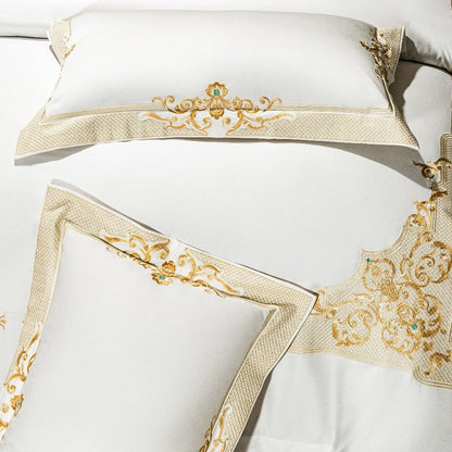 Reina White Luxury Egyptian Cotton Embroidery Duvet Cover Set - RoseStraya.com