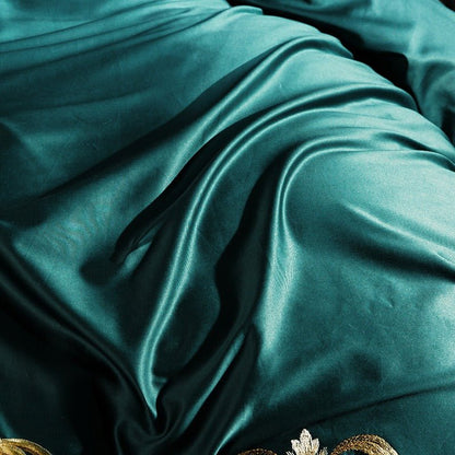 Salome Green Egyptian Cotton Luxury Embroidery Duvet Cover Set - RoseStraya.com