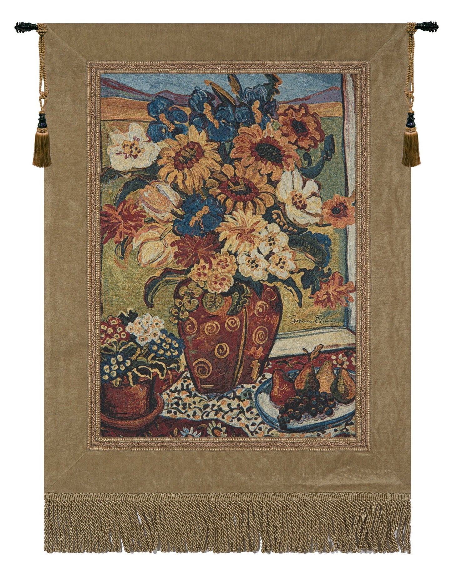 Sunflowers At Window Fine Art Tapestry - RoseStraya.com