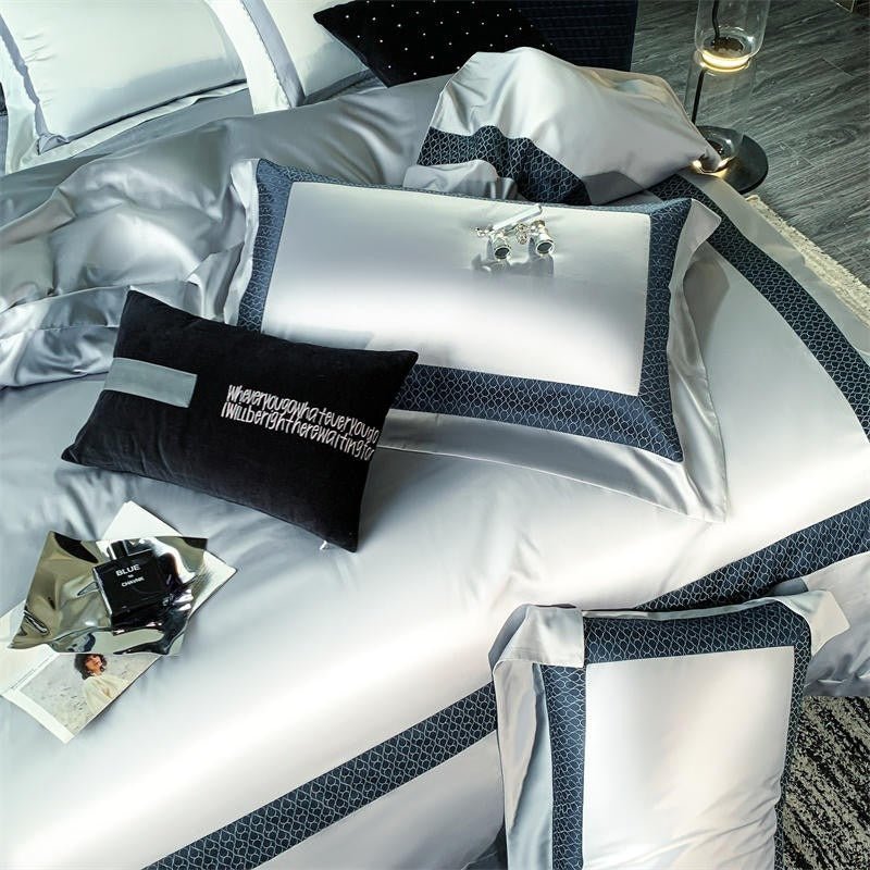 Timeless Silver Egyptian Cotton Luxury Hotel Duvet Cover Set - RoseStraya.com