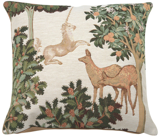 Unicorn and Does Forest White French Cushion - RoseStraya.com