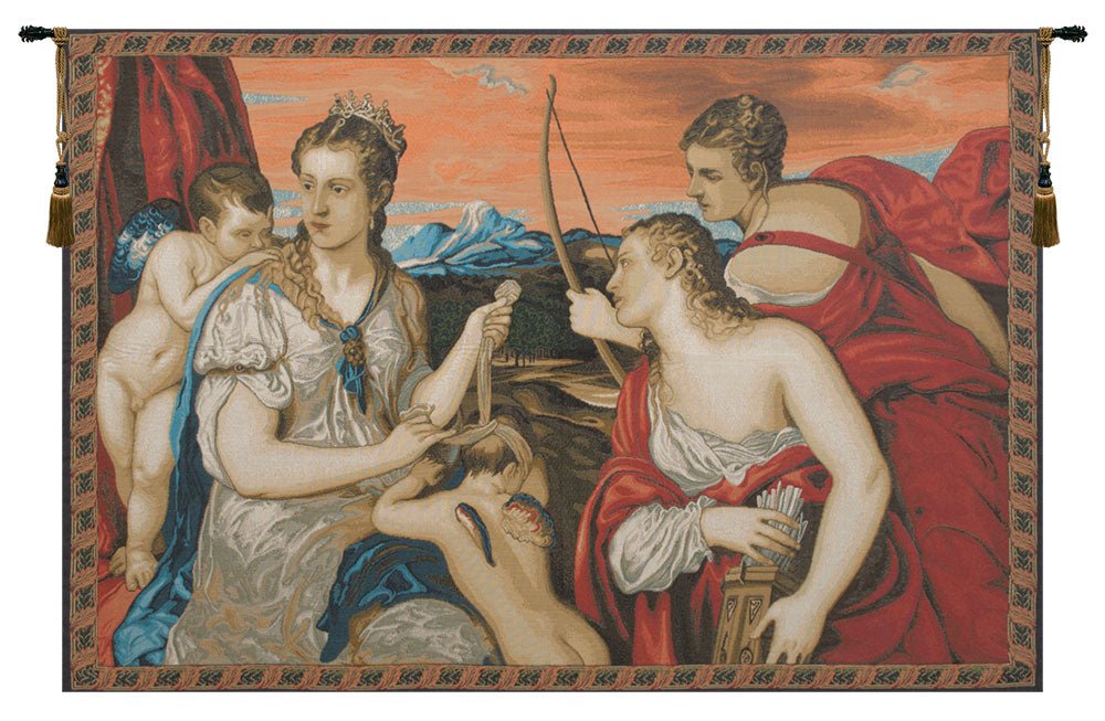 Venus Blindfolds Cupid Italian Tapestry - RoseStraya.com