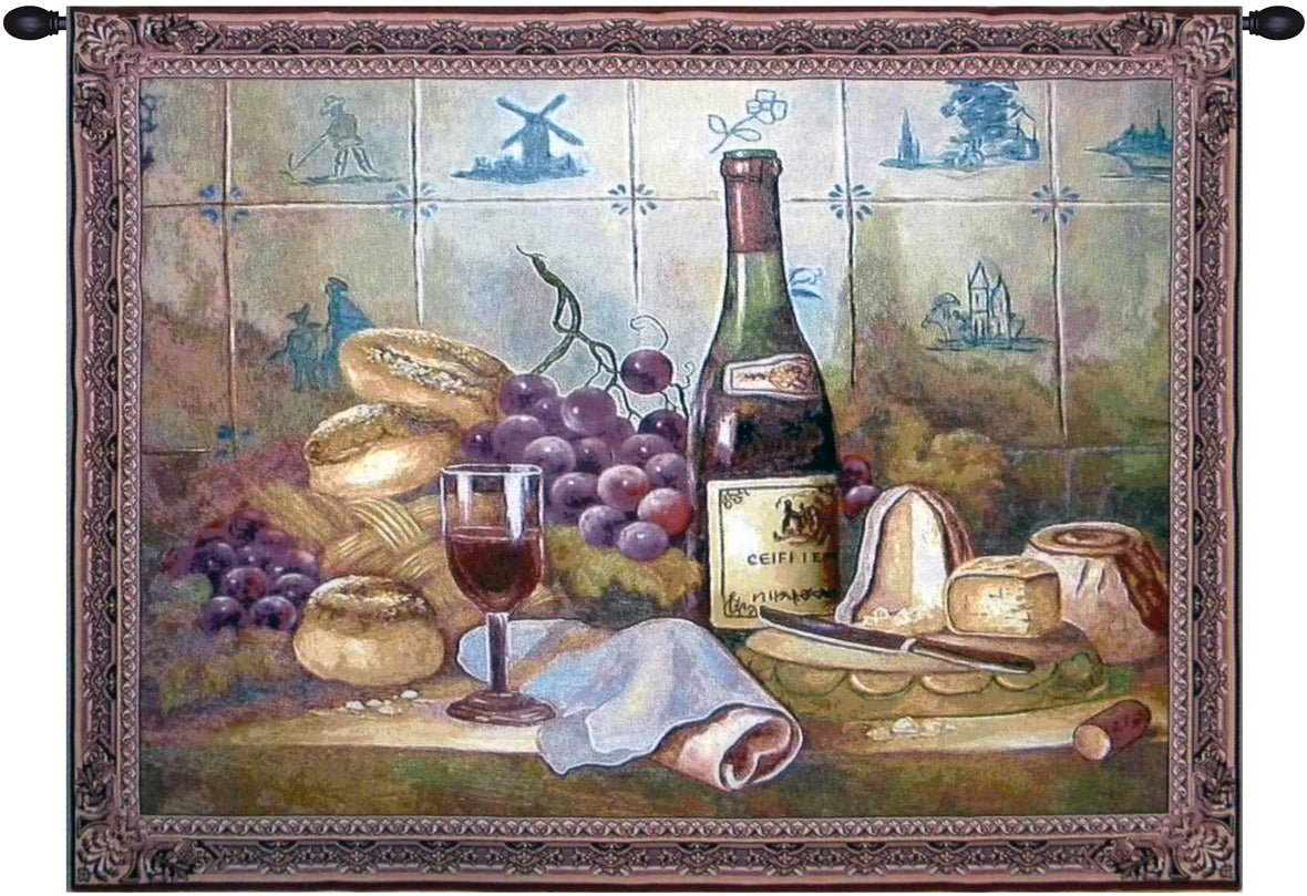 Wine Grapes and Bread Tapestry Wall Art - RoseStraya.com
