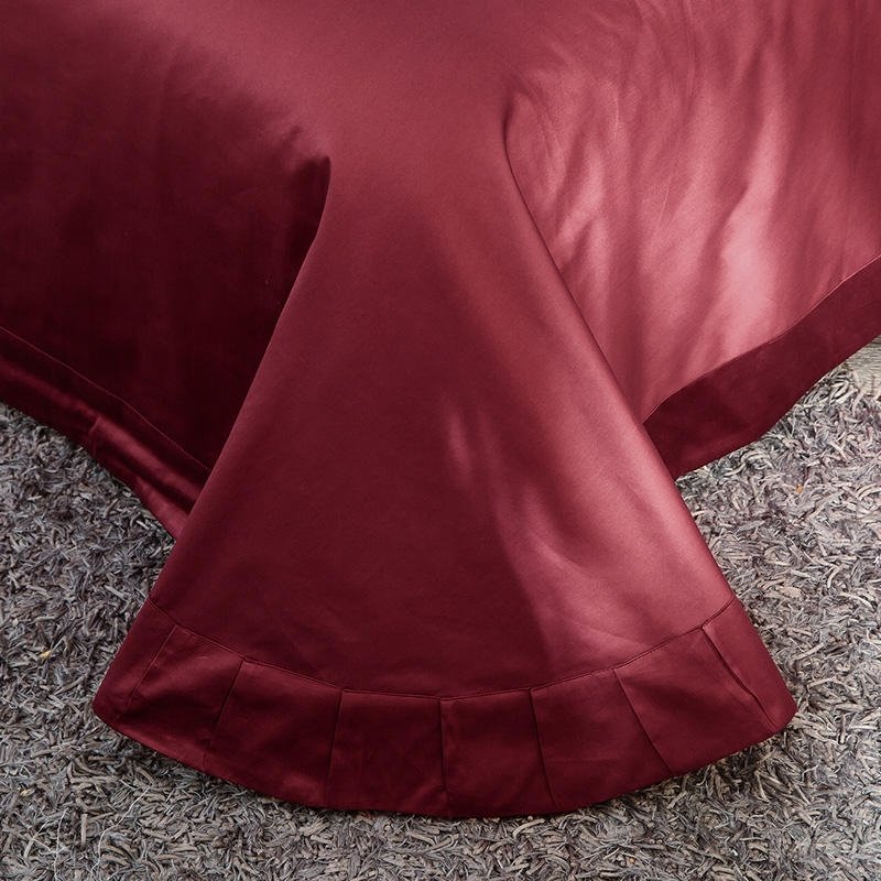 Yara Burgundy Red Luxury Egyptian Cotton Embroidery Duvet Cover Set - RoseStraya.com