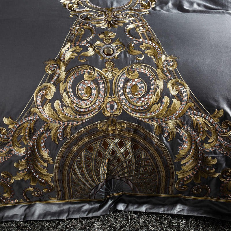 Yara Vibrant Grey Luxury Egyptian Cotton Embroidery Duvet Cover Set - RoseStraya.com