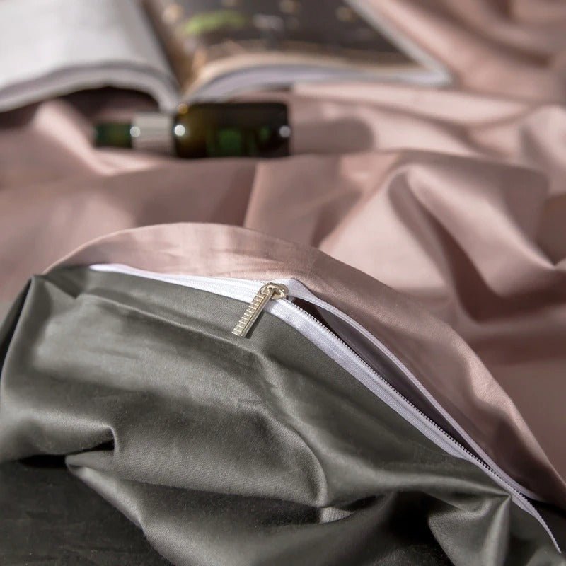 Zerua Rose Grey Reversible Egyptian Cotton Duvet Cover Set - RoseStraya.com